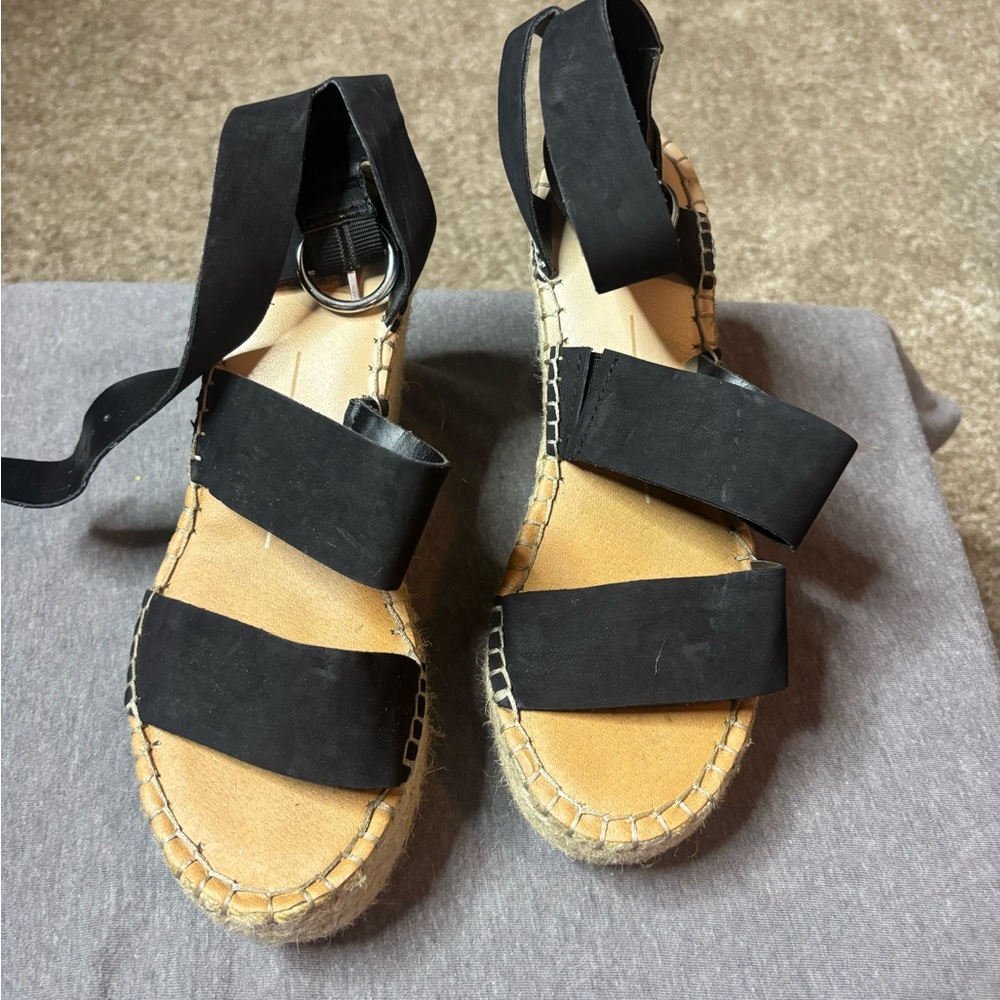 Dolce Vita Shae Platform Espadrille Sandals Size 8 Beach Boho Neutral Date